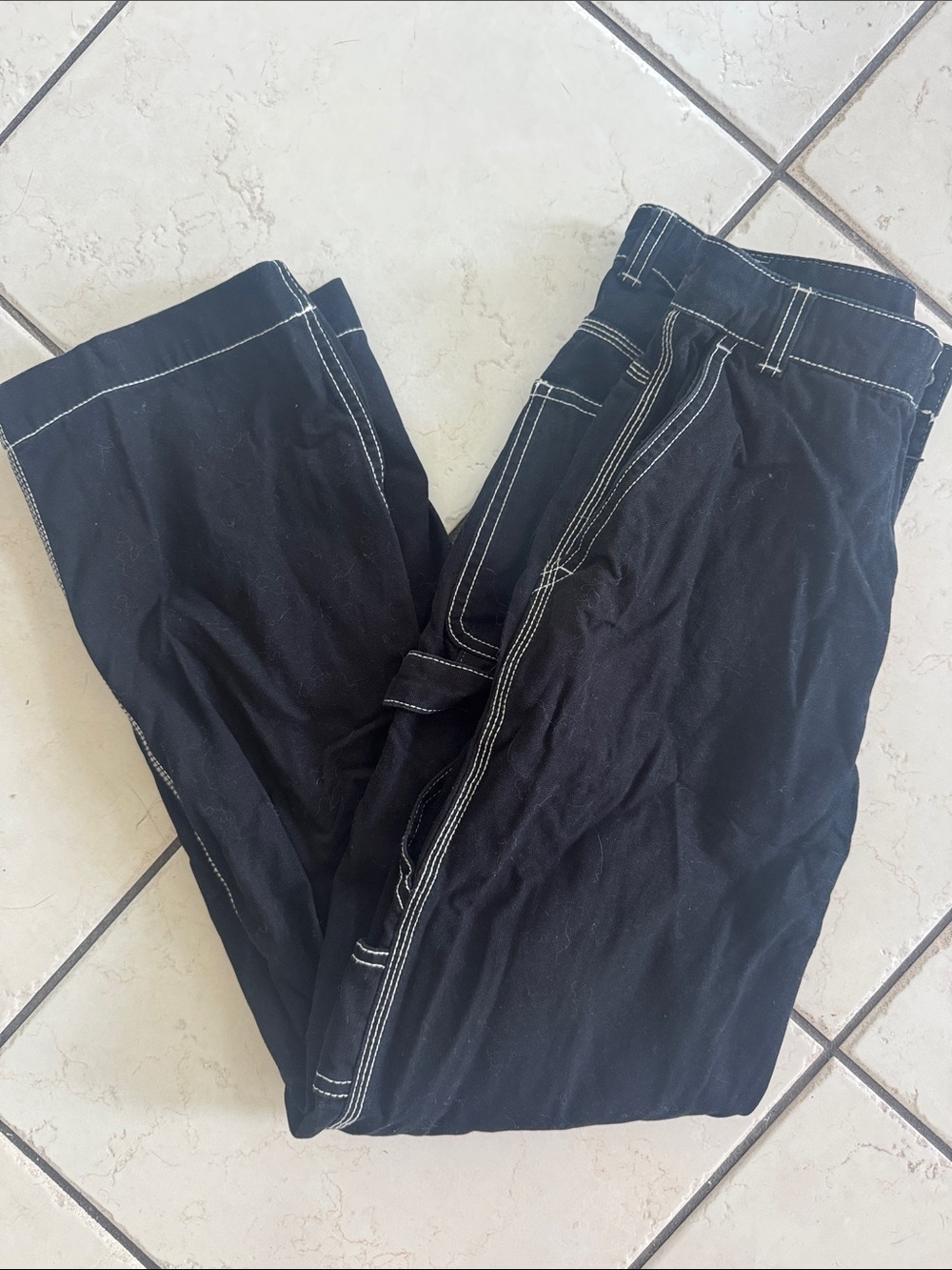 GAP Wide Leg Pants in Black with White Contrast Stitching